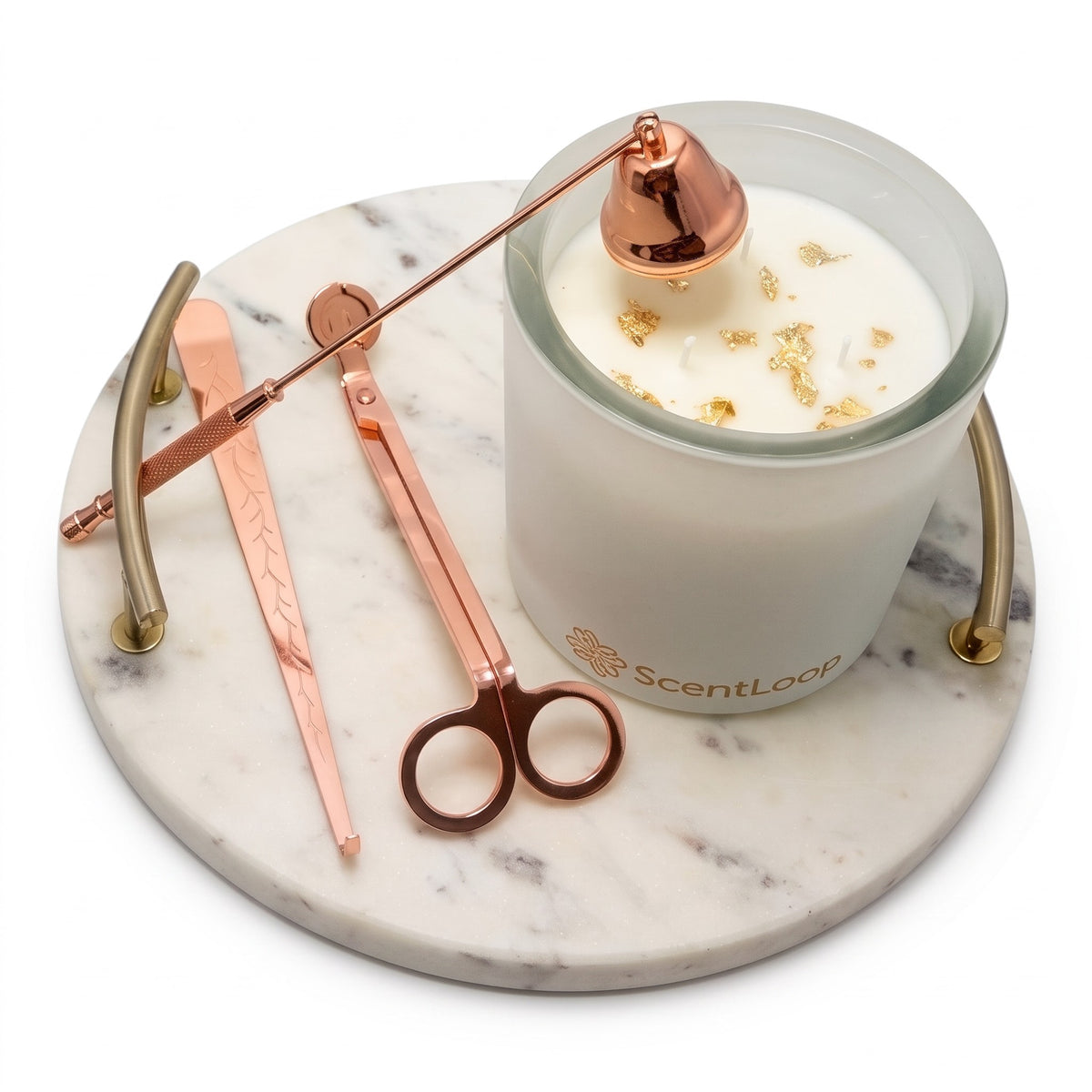 GIFT SET Soy Candle Patchouli Imperial + Rose Gold Accessories